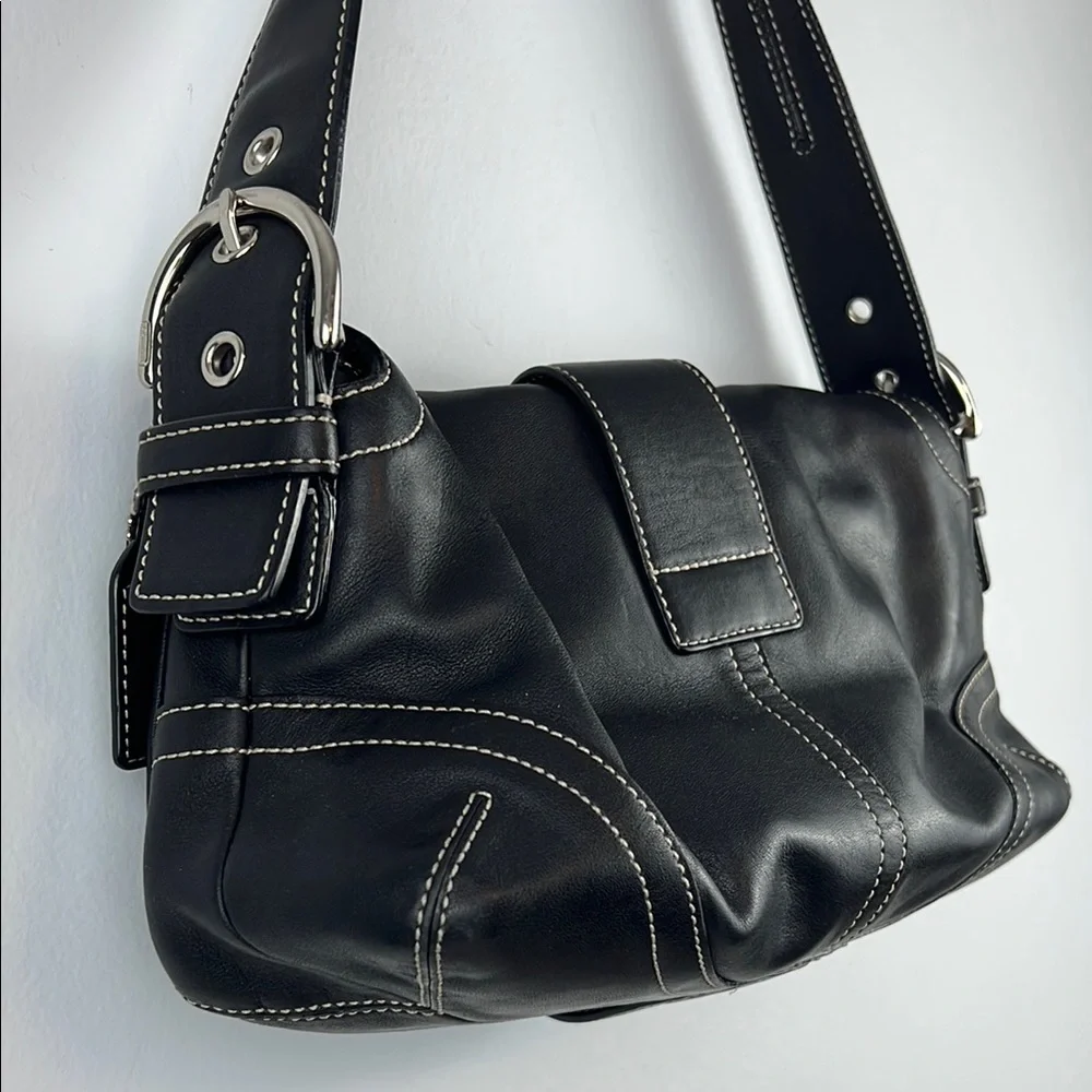 Coach Y2K Soho Buttery Soft Double Pocket Buckle Hobo Shoulder Bag Black 3653 - Picture 6 of 15